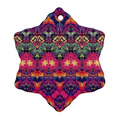 Boho Colorful Pattern Snowflake Ornament (two Sides) by SpinnyChairDesigns