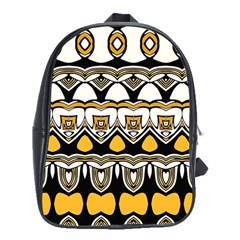 Boho Black White Yellow School Bag (xl) by SpinnyChairDesigns