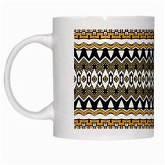 Boho Black Yellow Floral Print White Mugs by SpinnyChairDesigns