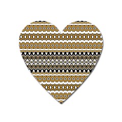 Boho Black Yellow Floral Print Heart Magnet by SpinnyChairDesigns