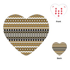 Boho Black Yellow Floral Print Playing Cards Single Design (heart)