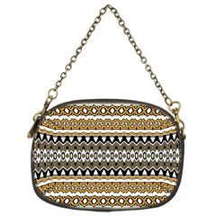 Boho Black Yellow Floral Print Chain Purse (one Side)