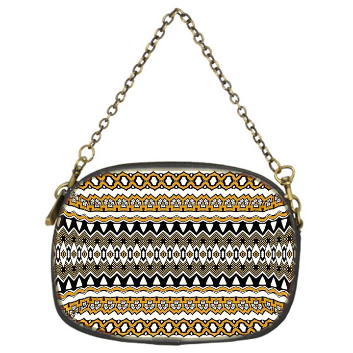 Boho Black Yellow Floral Print Chain Purse (One Side)