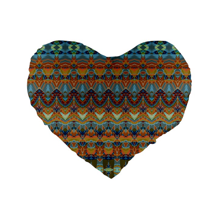 Boho Earth Colors Pattern Standard 16  Premium Heart Shape Cushions