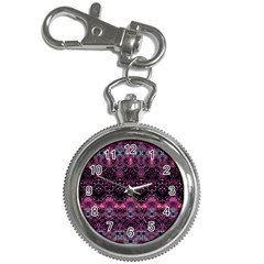 Boho Magenta Black Pattern Key Chain Watches by SpinnyChairDesigns