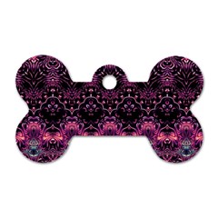 Boho Magenta Black Pattern Dog Tag Bone (one Side) by SpinnyChairDesigns