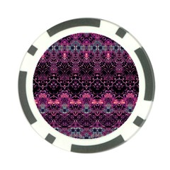 Boho Magenta Black Pattern Poker Chip Card Guard by SpinnyChairDesigns