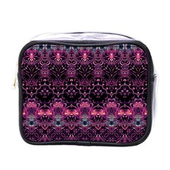 Boho Magenta Black Pattern Mini Toiletries Bag (one Side) by SpinnyChairDesigns