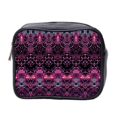 Boho Magenta Black Pattern Mini Toiletries Bag (two Sides) by SpinnyChairDesigns