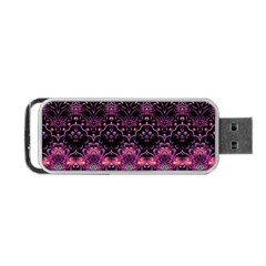 Boho Magenta Black Pattern Portable Usb Flash (one Side) by SpinnyChairDesigns