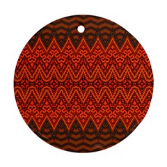 Boho Rust Orange Brown Pattern Ornament (Round)