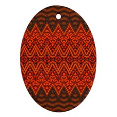 Boho Rust Orange Brown Pattern Ornament (Oval)