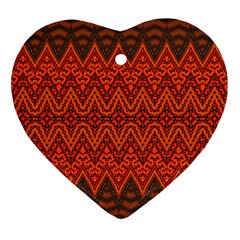 Boho Rust Orange Brown Pattern Ornament (Heart)