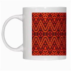 Boho Rust Orange Brown Pattern White Mugs