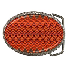 Boho Rust Orange Brown Pattern Belt Buckles