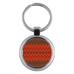 Boho Rust Orange Brown Pattern Key Chain (Round)