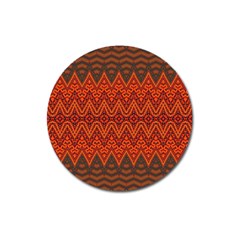 Boho Rust Orange Brown Pattern Magnet 3  (round) by SpinnyChairDesigns