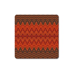 Boho Rust Orange Brown Pattern Square Magnet