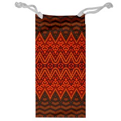 Boho Rust Orange Brown Pattern Jewelry Bag