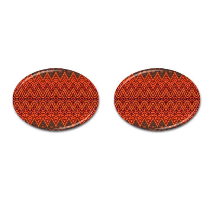 Boho Rust Orange Brown Pattern Cufflinks (Oval)