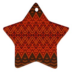 Boho Rust Orange Brown Pattern Star Ornament (Two Sides)