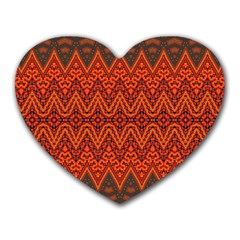 Boho Rust Orange Brown Pattern Heart Mousepads