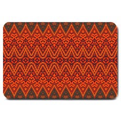 Boho Rust Orange Brown Pattern Large Doormat 