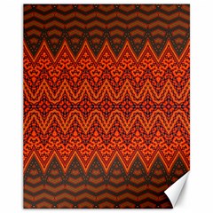 Boho Rust Orange Brown Pattern Canvas 11  x 14 
