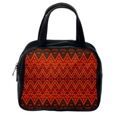 Boho Rust Orange Brown Pattern Classic Handbag (One Side)