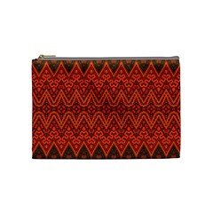 Boho Rust Orange Brown Pattern Cosmetic Bag (Medium)