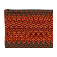 Boho Rust Orange Brown Pattern Cosmetic Bag (XL)