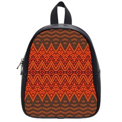 Boho Rust Orange Brown Pattern School Bag (Small)