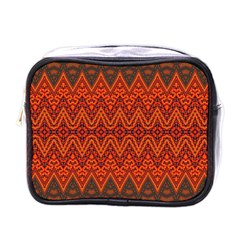 Boho Rust Orange Brown Pattern Mini Toiletries Bag (One Side)