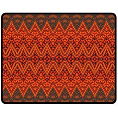 Boho Rust Orange Brown Pattern Fleece Blanket (Medium) 