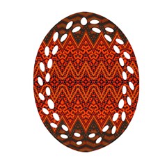 Boho Rust Orange Brown Pattern Ornament (Oval Filigree)
