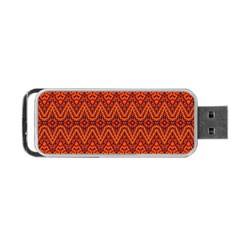 Boho Rust Orange Brown Pattern Portable USB Flash (One Side)