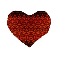 Boho Rust Orange Brown Pattern Standard 16  Premium Heart Shape Cushions