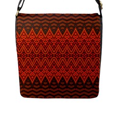Boho Rust Orange Brown Pattern Flap Closure Messenger Bag (L)