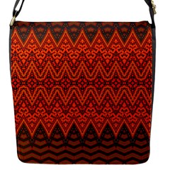 Boho Rust Orange Brown Pattern Flap Closure Messenger Bag (S)