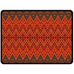 Boho Rust Orange Brown Pattern Double Sided Fleece Blanket (Large) 