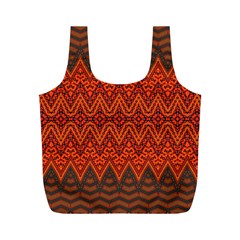 Boho Rust Orange Brown Pattern Full Print Recycle Bag (M)