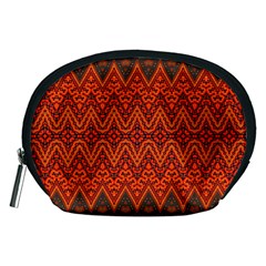 Boho Rust Orange Brown Pattern Accessory Pouch (Medium)