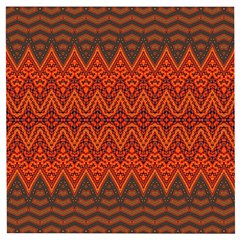 Boho Rust Orange Brown Pattern Wooden Puzzle Square