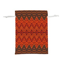 Boho Rust Orange Brown Pattern Lightweight Drawstring Pouch (m)