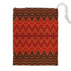 Boho Rust Orange Brown Pattern Drawstring Pouch (4XL)