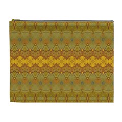 Boho Old Gold Pattern Cosmetic Bag (xl) by SpinnyChairDesigns