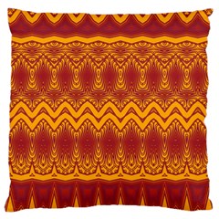 Boho Red Gold Pattern Large Cushion Case (two Sides) by SpinnyChairDesigns