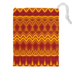 Boho Red Gold Pattern Drawstring Pouch (4xl) by SpinnyChairDesigns