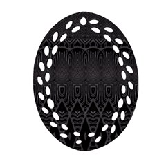 Boho Black Diamonds Ornament (oval Filigree) by SpinnyChairDesigns