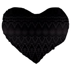 Boho Black Diamonds Large 19  Premium Heart Shape Cushions by SpinnyChairDesigns